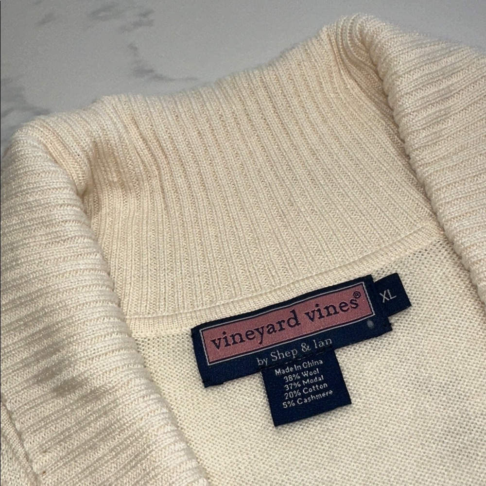 VINEYARD VINES~SIZE XL~SHAWL COLLARED LONG SWEATER WITH BELT~IVORY CHILLY DAY~ - Picture 15 of 16